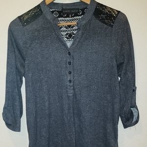 Lace back button up
